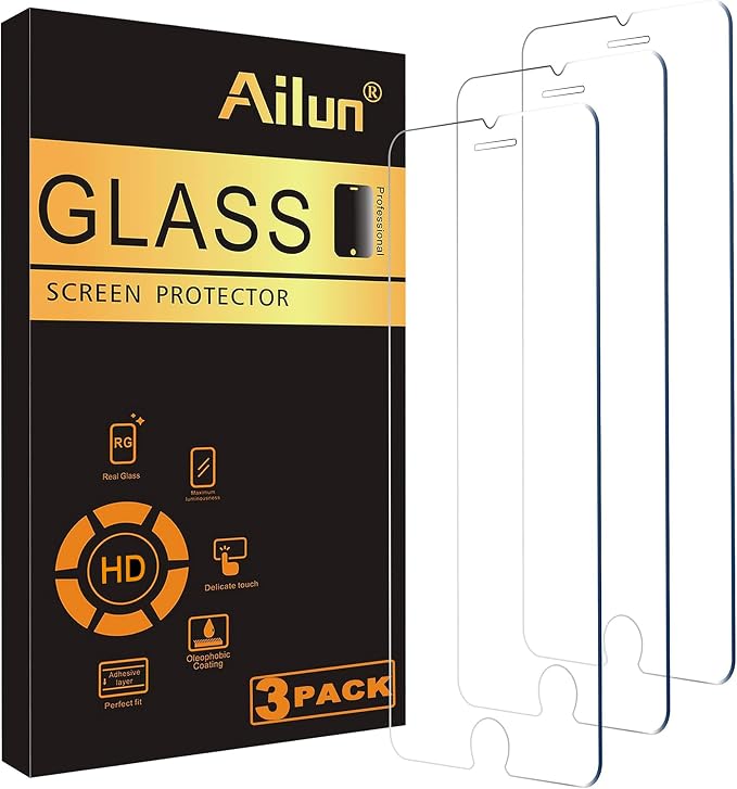 Ailun 3 Pack Screen Protector for iPhone SE 2020 2nd/2022 3rd Gen | 4.7 Inch, Tempered Glass, 0.25mm, Case Friendly, Clear by Ailun