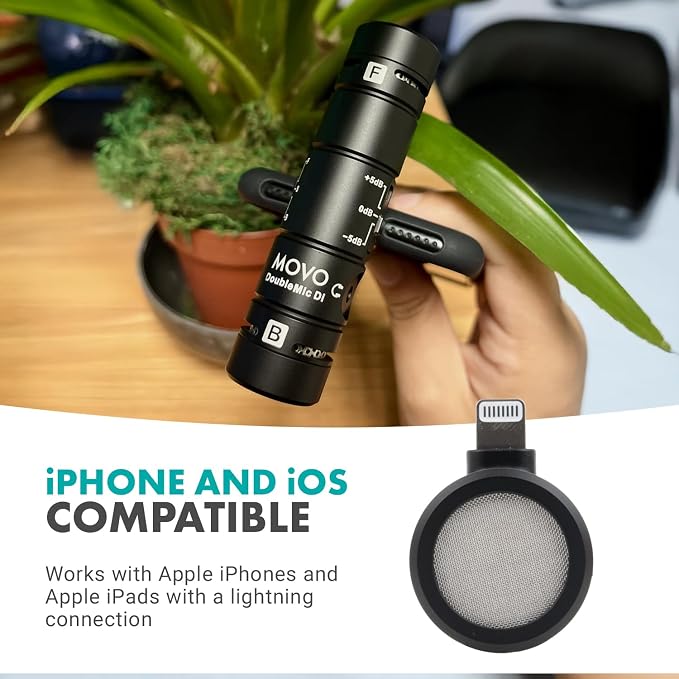 Movo DoubleMic-DI Dual Capsule Microphone for iPhone- Two-Sided Cardioid Condenser Mic for Video Recording- Professional Microphone for iPhone, iPad, iOS- Apple Lightning MFi Certified - Image 6