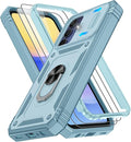 for Samsung Galaxy A15 5G Case with 2PCS Screen Protector, Build in 360° Rotating Ring Kickstand, Military Grade Protective Case for Samsung A15 Phone, Green by Gritup