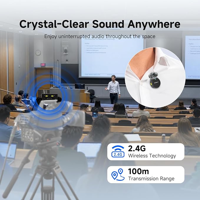 SVMic 5 4-Person Wireless Lavalier Microphones Systems with Charging Case | for Group Videos, 48kHz/24bit AI Noise Reduction, Safe Track Dual Recording, Smart Display,48H Battery - Image 7