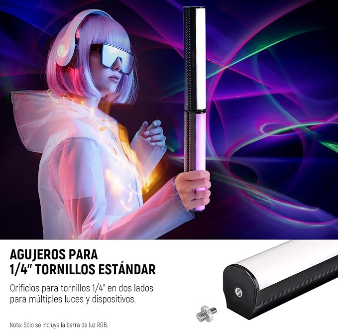 NEEWER TL21C RGB Light Wand with App Control, Magnetic Handheld Light Stick | 2500K-8500K Dimmable, CRI95+, Full Color LED Tube Bar, 2550mAh Battery, 17 Light Scenes, for Vlog Photography Video - Image 8
