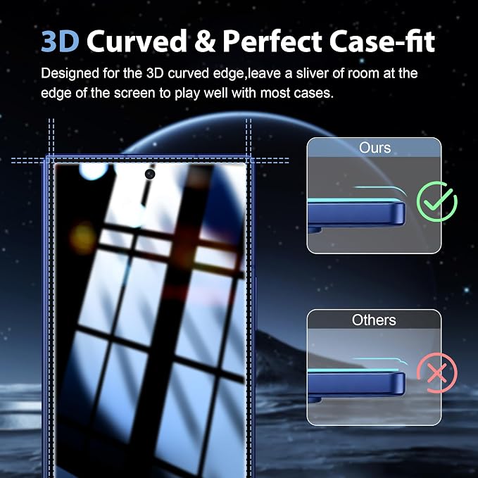 2+2 Pack for Galaxy Z Fold 7 / Z Fold 8 Ultra Privacy Screen Protector | with Camera Lens Protector, Anti Spy Tempered Glass, 9H Hardness, Anti-Scratch, HD Clear, Case Friendly - Image 5