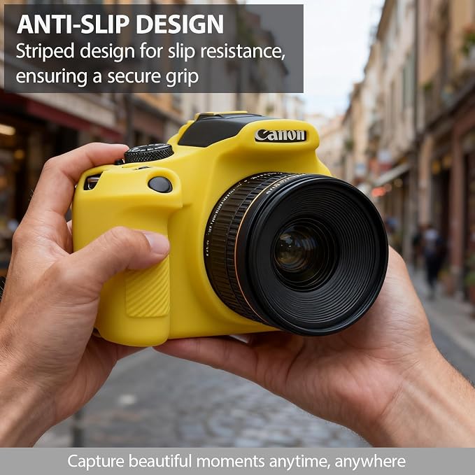 Case for Canon EOS Rebel T7 Rebel T6 Camera, Soft Silicone Rubber Protective Camera Case Cover Accessories, Lightweight, Anti-Scratch with Button Marking for EOS Rebel T7 T6 (Yellow) - Image 4