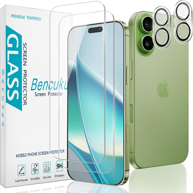 2+2 Pack Screen Protector for iPhone 17 6.3 Inch Tempered Glass | with Camera Lens Protector, 9H Tempered Glass, Anti Scratch, Bubble Free by Bencuku