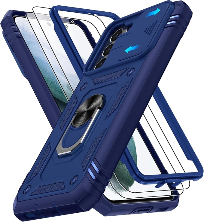 Gritup for Galaxy S21 Phone Case Military-Grade Shockproof with Kickstand | with 2 PCS Screen Protector, Slide Camera Cover, Heavy Duty Outdoor Protection Full Body Funda para Galaxy S 21 Cover-Blue by Gritup