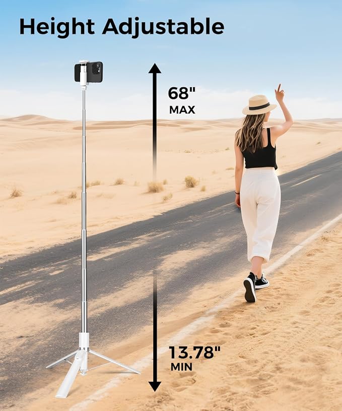 Victiv 68" Tripod for iPhone,Selfie Stick Tripod with Remote and Fill Light | 0.01s-Open Phone Tripod Stand, Lightweight & Stable, Perfect for Video Recording, Travel, Vlog, gym,Filming, Content Creation - Image 4