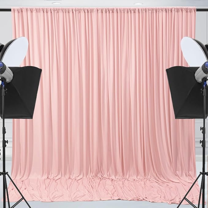 ESGOTBME 10x10ft Wrinkle Free Blush Pink Backdrop Curtain for Parties Soft Fabric Drapes Wedding Pink Curtain Backdrop for Birthday Party Decorations Background for Photography 5x10ft,2 Panels - Image 9