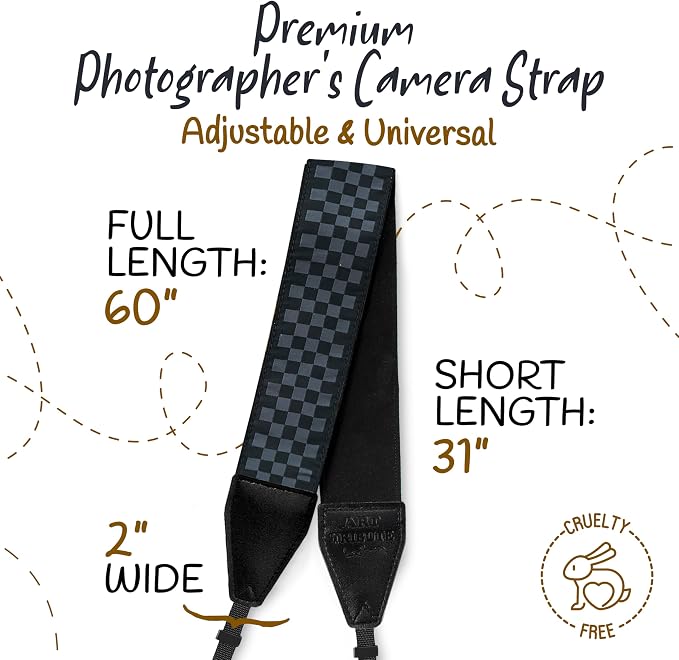 Art Tribute Camera Strap - Shoulder, Crossbody & Neck Camera Strap for Photographers, Fits All Cameras, Canon Nikon Sony Fujifilm, Padded Strap W/Quick Release, Embroidered Cotton & Leather Ends - Image 5