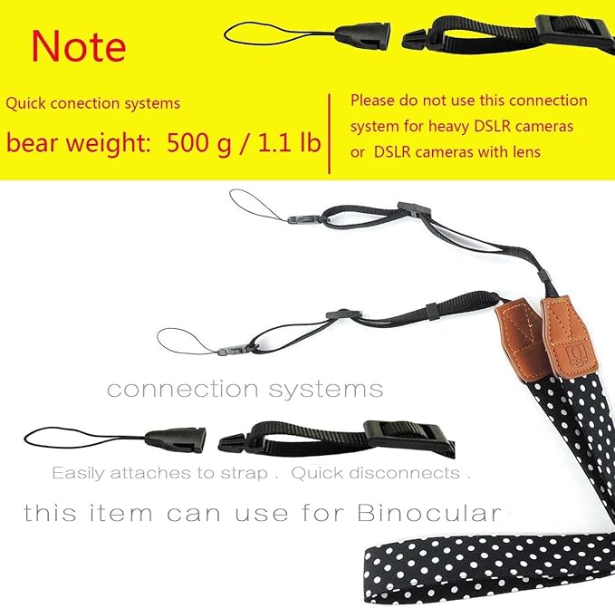 Camera Strap Women Camera Neck Strap Shoulder Belt Strap for Compact Digital Camera, Mirrorless Camera, Small DSLR Camera, Instant Camera(Black Dot) - Image 6