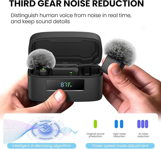 Wireless Lavalier Microphone for iPhone & Android Magnetic Mini Clip Mic | AI Noise Reduction;Lightning & Type-C;9g Light;55H Battery Life with Charging Case for TikTok YouTube Vlog Content Creation - Image 2