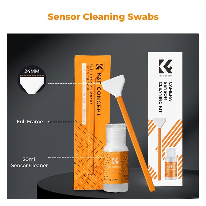 K&F CONCEPT 24mm Full Frame Sensor Cleaning Kits, with 20ml Sensor Cleaner | Sensor SwabsX6, Vacuum Sealed, Gentle Cleaner, Multi-Device Use, Precision Cleaning,for Nikon Sony Canon Camera Clean,MA01 - Image 2