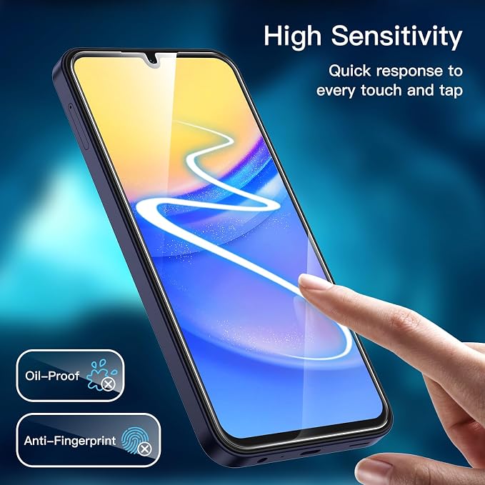JETech Screen Protector for Galaxy A15, with Camera Lens Protector, 2+2Pack | HD Clear Tempered Glass, Anti-Scratch Protection - Image 6