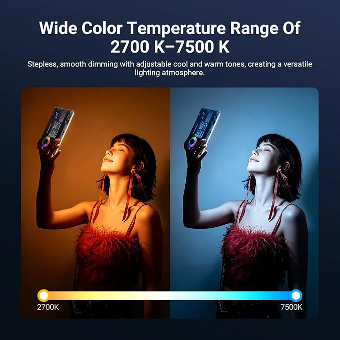 NEEWER Basics RGB Video Light, 9W 2700K-7500K Portable Full RGB Colors 17 Scenes CRI97, 4000mAh Rechargeable Metal Small LED Camera Panel Lighting for DSLR Tripod Streaming Video Recording, SL90C - Image 6