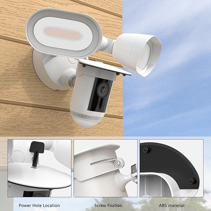 Sun Rain Shade Camera Cover Compatible with R-ing Floodlight Cam Wired Pro, for R-ing Floodlight Outdoor Weather-Resistant Rain Shield Accesorios (White) - Image 3