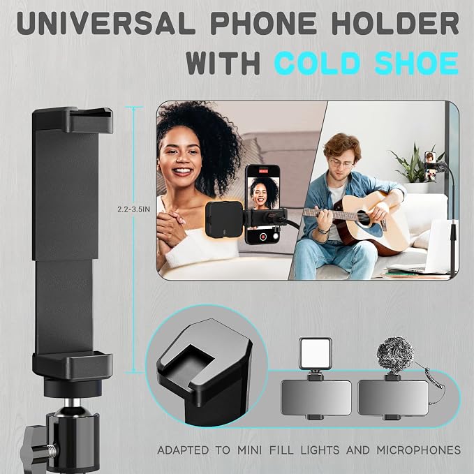 UBeesize 92’’ Cell Phone Tripod Stand with 16.5’’ Gooseneck and Remote, Overhead Tripod with Adjustable 360°Ball Head & Phone Holder for iPhone17 Pro Max/Pro/Plus/ /16/15/14/13, Android Cell Phone - Image 4