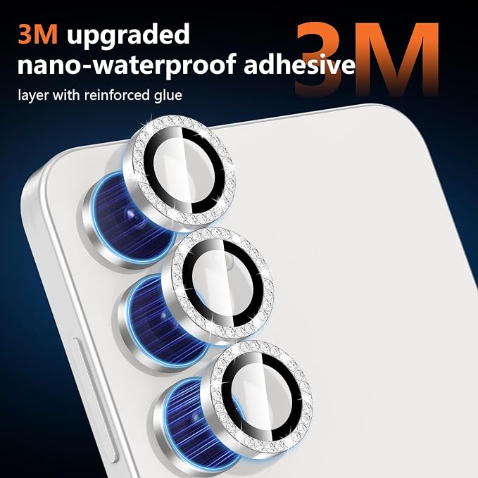 for Samsung Galaxy S25 FE Camera Lens Protector, Individual Metal Ring Tempered Glass Lens Cover, [Strong Adsorption] Scratch Resistant Ultra-Thin HD Clear Lens Cover, 1 Set-Slivery Diamond - Image 4