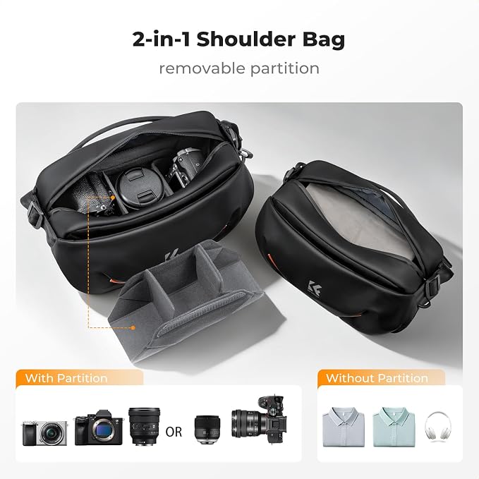 K&F CONCEPT Camera Sling Bag, Lightweight Crossbody Bag with Tripod Holder | Water-Resistant, Foldable Side Pocket, Quick Access, Street & City, Men & Women, for Canon/Sony/Nikon/DSLR/Mirrorless, BS19 - Image 4