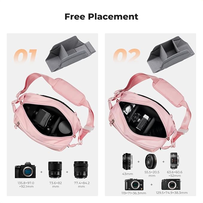 K&F CONCEPT 2 in 1 Camera Sling Bag, Everyday Shoulder Bag | Multifunction Photography Compact Crossbody DSLR Portable Bag, Compatible for Canon/Nikon/Sony, BS01 - Image 3