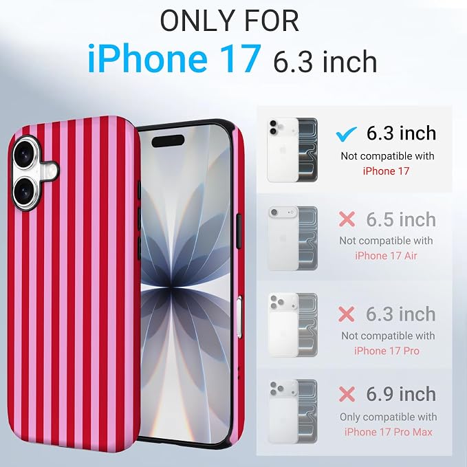 TPU Phone Case for iPhone 17, MagSafe Wireless Charging Compatible, Shockproof Slim Fit Protective Cover with Anti-Yellowing & Raised Camera Protection (Stripes 4, iPhone 17(6.3")) - Image 2