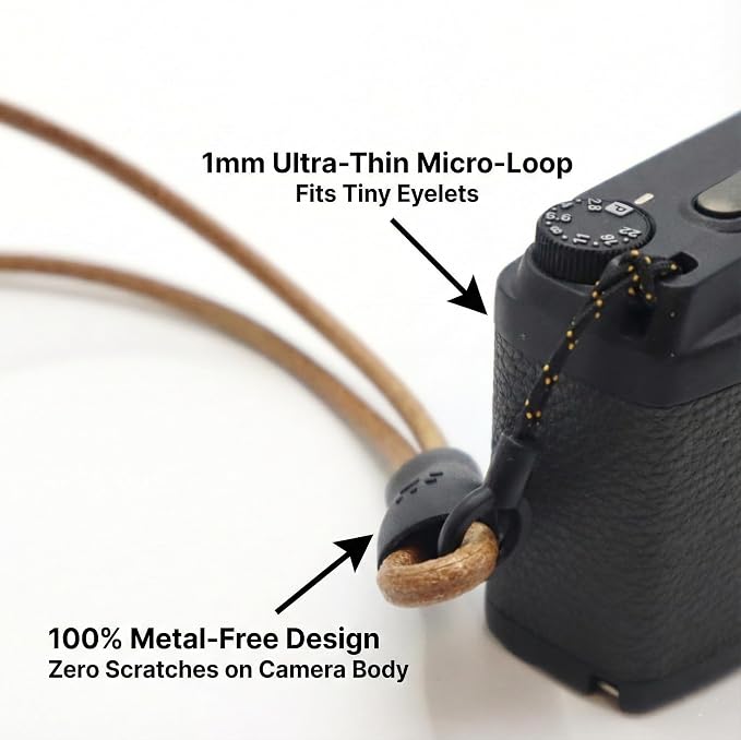 Genuine Leather Camera Strap - Scratch-Free 1mm Micro-Loop Neck & Shoulder Cord - Minimalist Crossbody Lanyard for Ricoh GR IIIx, Sony RX100 VII, Canon G7X & iPhone 15 Pro - Image 3