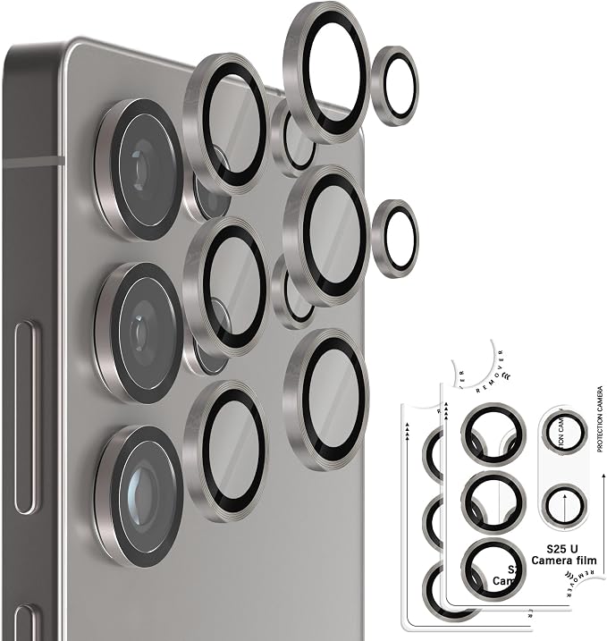 Orzero (2 Sets Camera Lens Protector for Samsung Galaxy S25 Ultra, [EZ Install] [Case-Friendly] 9H Tempered Glass CD Pattern Lens Cover, Military-Grade Shockproof, HD Clarity Anti-Glare - Grey by JumpIntoOrzeroLet%E2%80%99sExploreLikeNeverBefore