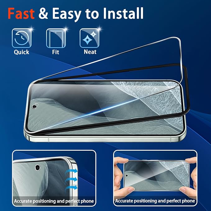 Screen Protector for Google Pixel 11 Pro with Camera Lens Protector | (3+2 Pack) 9H Tempered Glass,Fingerprint Unlock,Anti-Scratch,Bubble Free,Case Friendly - Clear - Image 8