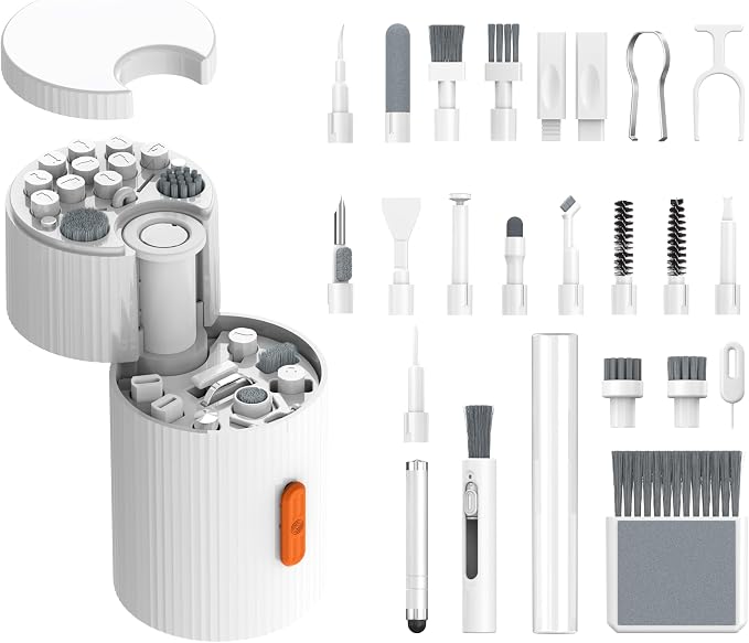 GK GAMAKAY 33 in 1 Multifunctional Cleaning Kit for Electronic Devices | Keyboard Cleaning Brush, Headphones Cleaner Kit for AirPods, Multi-Tool for Cleaning Laptop Earbuds Camera Cellphones (White) by GKGAMAKAY