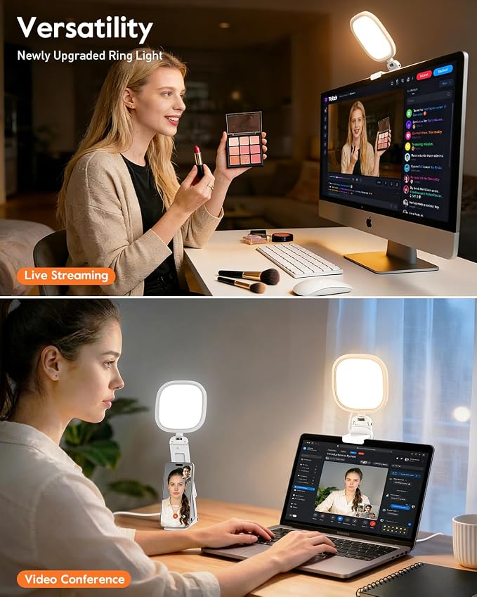 Ring Light for Laptop, Monitor, Desk, Eye-Caring Diffused LED Light | Soft Computer Light with Screen-Safe Clip, Adjustable Mount, CRI 97.8+, 50 Lighting Modes for Zoom, Video Calls & Streaming - Image 3