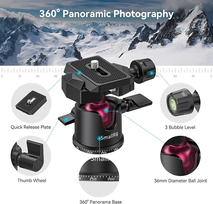 SmallRig Mini Tripod for Camera, Updated Desktop Tabletop Tripod with Arca-Type Compatible QR Plate, 360° Ball Head and 1/4 Screws Portable for Compact Cameras DSLRs, Phone, Gopro - BUT2664 - Image 2