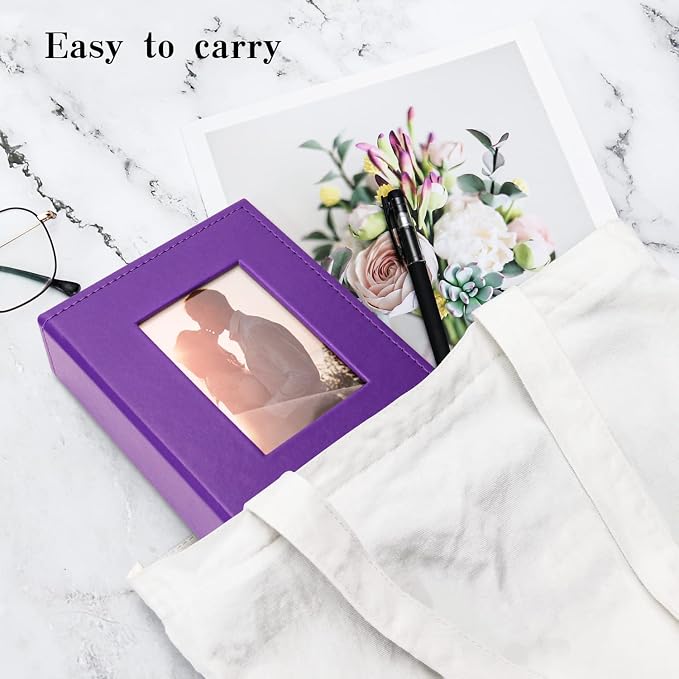 Vienrose Photo Album 4x6 Holds 100 Photos, PU Leather Cover Picture Book with 100 Horizontal Pockets, Slip-in Photo Album for Wedding, Baby Memories, Family, Acid-Free Photo Storage Gift, Purple - Image 4