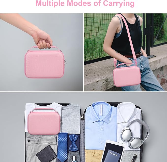 Canboc Carrying Case for Sony ZV-1F/ ZV-1/ ZV-1 II Digital Camera, Pink | Vlogger Accessory Kit Tripod Travel Storage Bag with Strap, Mesh Pocket fit Cable (Case Only) - Image 3