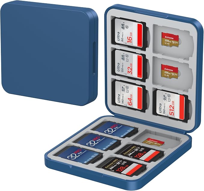 HEIYING Memory SD Card Holder with 24 Card Slots for Micro SD Cards | 12 SD + 12 Micro SD Slots, Magnetic Closure, Compact Portable Storage case with Soft Silicone Interior for Card Protection by HEIYING