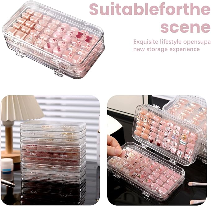 2 Pack Tri-Fold Press On Nail Organizer Case - 4-Page Portable Storage Box for Fake Nails, Clear PET Plastic Travel Holder (6×3.2×1.8 inch) - Image 7