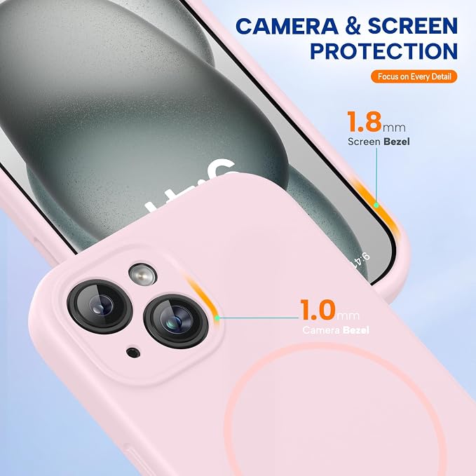 Miracase Silicone & Magnetic for iPhone 15 Plus Case, Sand Pink | Compatible with MagSafe, Soft Microfiber Lining, Liquid Silicone Case Shockproof Drop Protection Phone Case for 15 Plus - Image 5