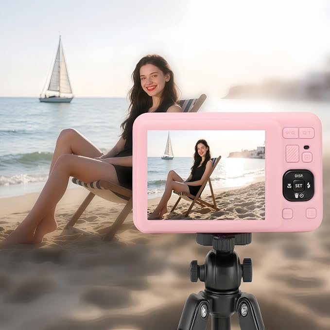 Case for Kodak PIXPRO FZ55, FZ55 accessories | Soft Silicone Protective Case Removable Lens Cover, Comes with 2 Screen Protectors and 1 Wrist Strap. (Pink) - Image 3