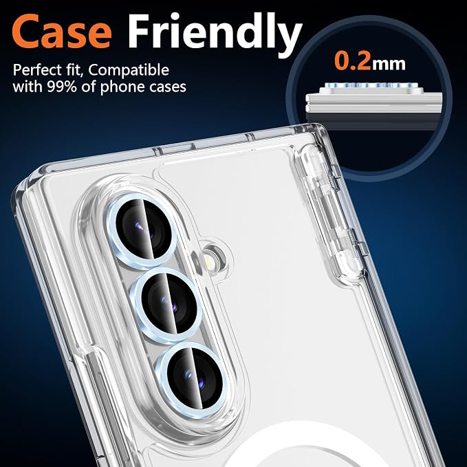 for Samsung Galaxy Z Fold 8 Ultra Camera Lens Protector, Individual Metal Ring Tempered Glass Lens Cover, [Strong Adsorption] Scratch Resistant Ultra-Thin HD Clear Lens Cover, 1 Set-Blue - Image 6