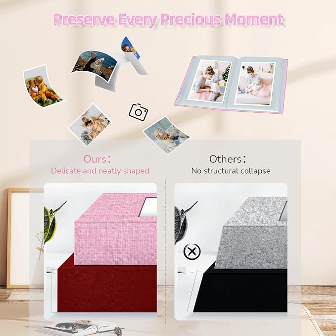 popotop Photo Album 4x6-100 Photos Photo Books with 100 Vertical Pockets,Linen Cover Albums for Family Wedding Anniversary Baby Vacation Pictures - Image 5