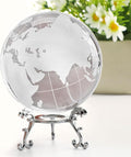 3.15in Crystal Earth Globe with Stand Glass World Globe Paperweight | Premium K9 crystal Includes metal stand Ready for desk office bookshelf and home display by ForCrystalLovers