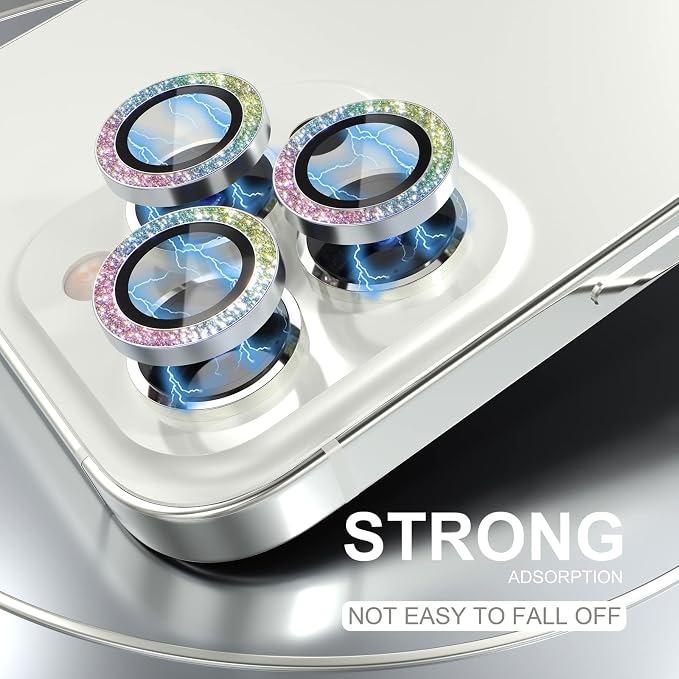 Choiche for iPhone 14 Pro/iPhone 14 Pro Max Camera Lens Protector | Ultra HD, Bling 9H Tempered Glass Camera Cover Screen Protector Metal Ring Decoration Accessories (Glitter-Colorful) - Image 6
