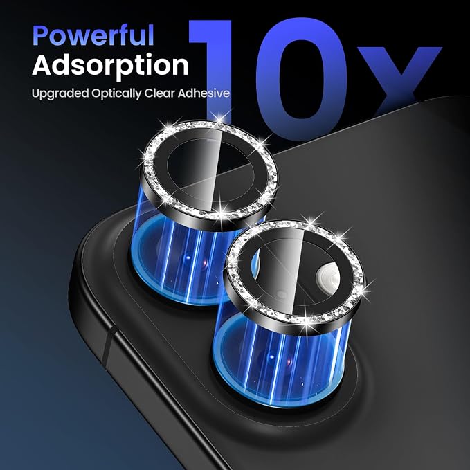 Tensea for iPhone 16/16 Plus Camera Lens Protector Bling, Camera Cover | 9H Tempered Glass Camera Screen Protector, Metal Individual Ring for iPhone16 6.1inch/ 16Plus 6.7inch, HD Clear, Easy Install - Image 4