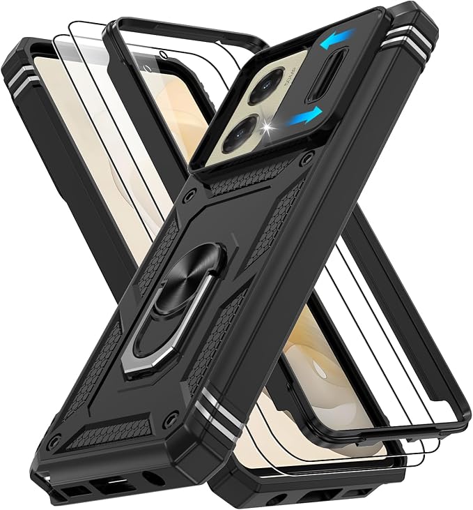 Gritup for Motorola Moto G Stylus 5G 2024 Case: G Stylus 2024 Case with Screen Protector*2 [Magnetic Stand] [Slide Camera Cover] Shock Proof Military-Grade para G Stylus-5G-2024 Black by Gritup