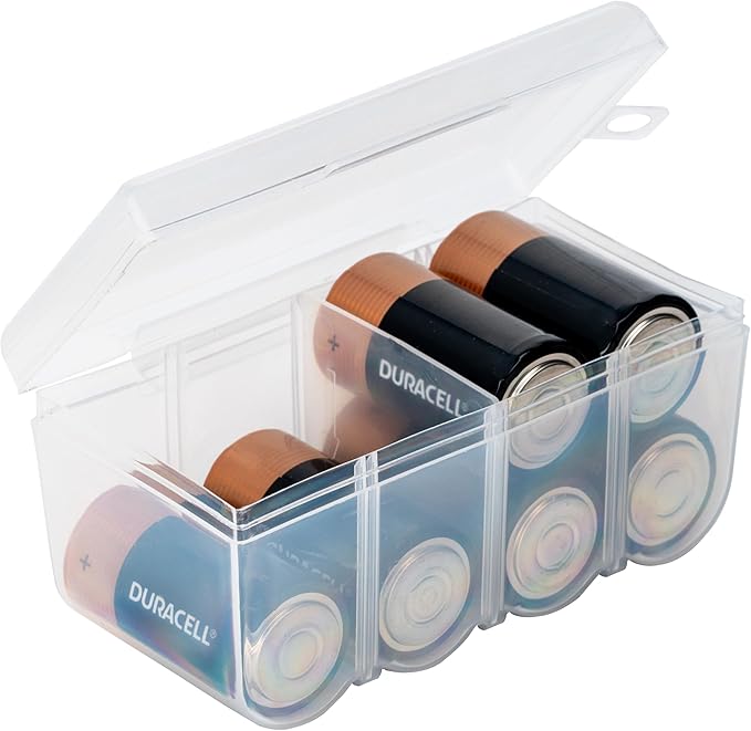 Dial Industries Battery Storage Organizer Case, Holds 8D | Keeps loose batteries sorted and easy to find, Compact size fits drawers or closets, Great for home or office use by DialIndustries