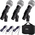 Pyle 3 Piece Professional Dynamic Microphone Kit Cardioid Unidirectional Vocal Handheld MIC with Hard Carry Case,Bag,Holder/Clip & 26ft XLR Audio Cable to 1/4'' Connection(PDMICKT34),Black (Pack of 6) by PyleUSA