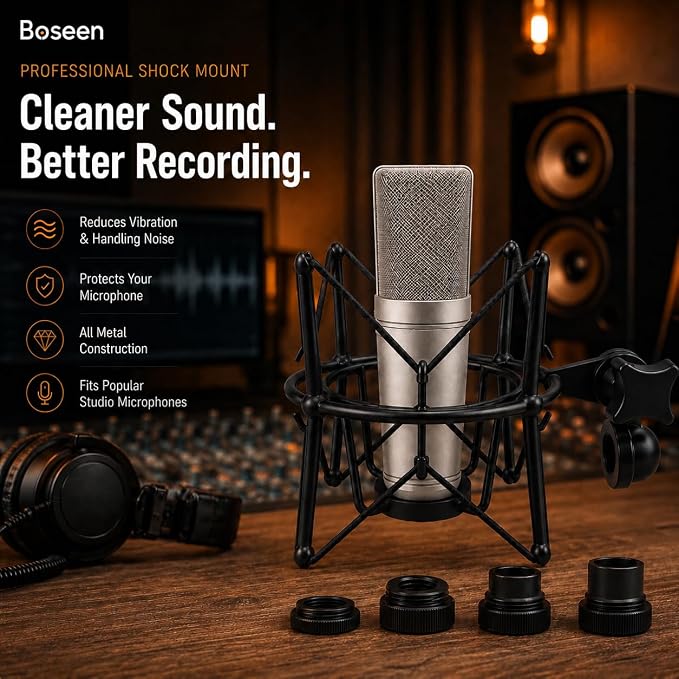 Microphone Shock Mount Mic Holder - Anti Vibration Spider Shockmount Compatible with Many Condenser Mics Like AT2020 MXL 770 MXL 990 Samson G Track Pro Rode Procaster NT1-A Neumann U87 etc. - Image 2