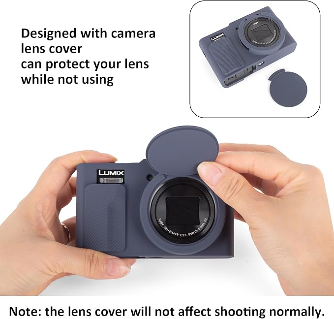 MUZIRI KINOKOO Silicone Sleeve Compatible for Panasonic Lumix ZS99 Camera - Soft Protective Cover for DC-ZS99/TZ99 Digital Camera with Removable Lens Cover - Anti-Slip & Anti-Scratch - Dark Blue - Image 4