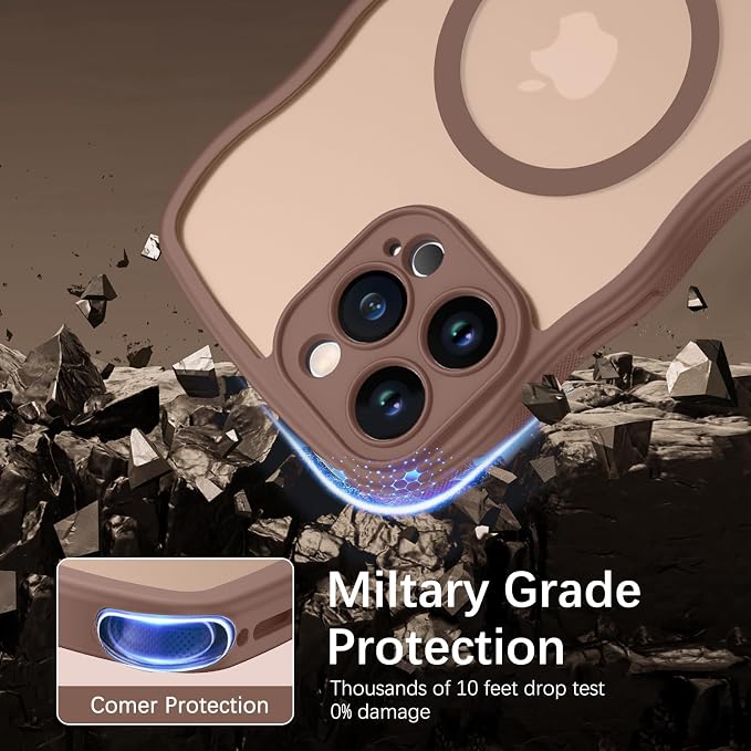 BENTOBEN Magnetic for iPhone 13 Pro Max Case, Cute Wavy [Full Camera Protection][Compatible with MagSafe] Matte Anti-Slip Bumper Women Girls Boys Protective Cover for 13 ProMax 6.7", Desert Titanium - Image 6