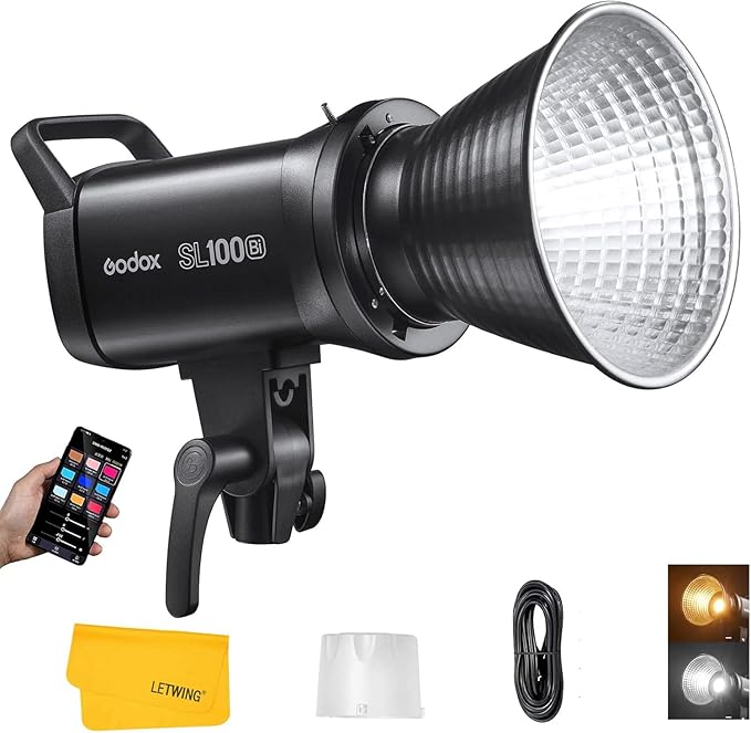 Godox SL100Bi 100W Bi-Color LED Video Light Bowens Mount,32100Lux@1M | LED Continuous Lighting w/11 FX, 2800K-6500K, TLCI97+, Wireless Control, Studio Light for Photography Video Live Streaming | LED Continuous Lighting w/11 FX, 2800K-6500K, TLCI97+, W... by GODOX