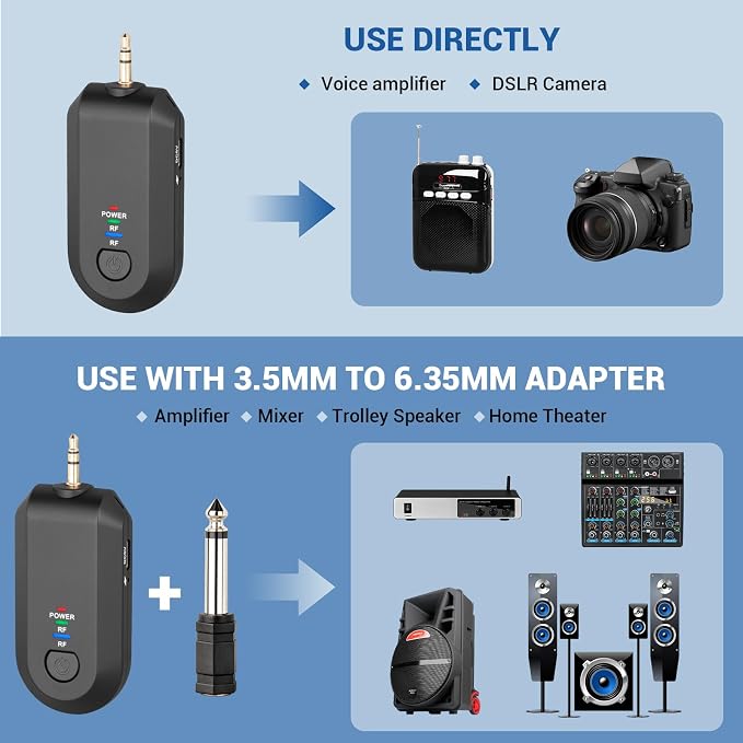 Depusheng 2.4G Wireless Microphone Headset,Lavalier and Handheld Mic 160ft Range,with 1/8''&1/4'' Plug for PA System,Voice Amplifier (1 Headset Microphone) - Image 3