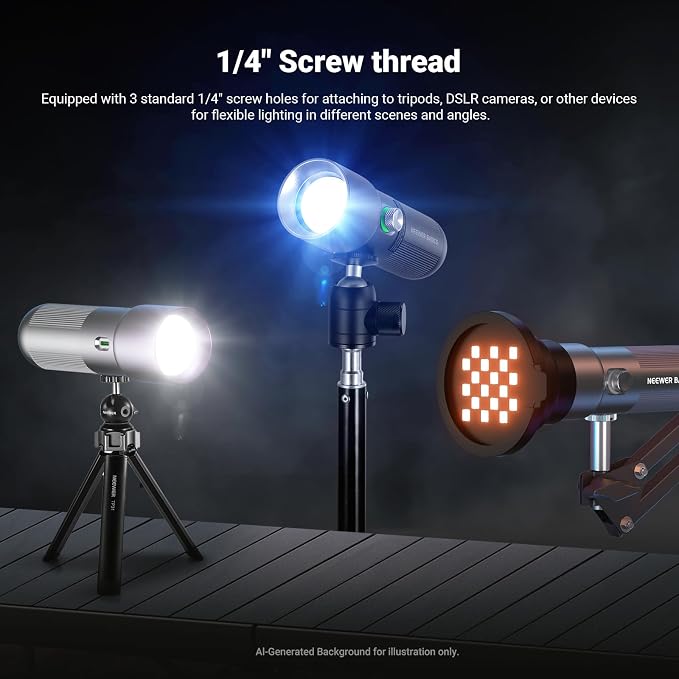 NEEWER Basics FL10 RGB Photography Flashlight w Desk Tripod Stand 4 Colors | 20 Gobo Filters, 7500mAh, 10W, 6300K, CRI95+, Portable LED Spotlight Ambient Sunset Light, Video Recording Studio Lighting - Image 6