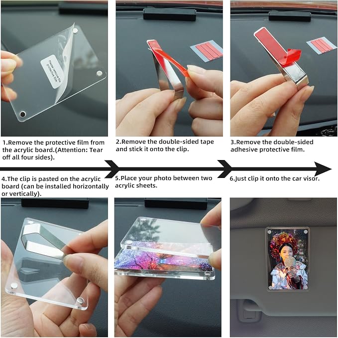 XMALL 2Pcs Car Picture Holder, Suitable for car Visor, Universal for Any Vehicle Model, Show Personal or Family Photos, Great Gift for Drivers, Car Accessories, Polaroid Photo Frame, 3.5"X2.4" - Image 5